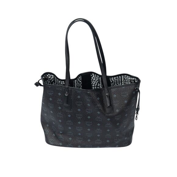 MCM Black Leather Visetos Reversible Liz Tote Bag - Picture 2 of 6
